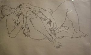 Egon Schiele. Nu féminin se masturbant, 1914. Crayon sur papier. Vienne.